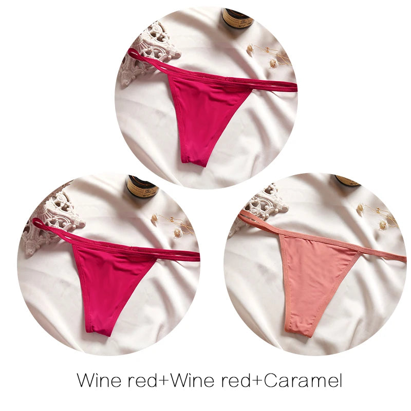 3pcs Cotton Low-Rise Thong Panties for Women – Sexy G-String Bikini Underwear