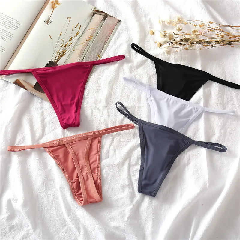 3pcs Cotton Low-Rise Thong Panties for Women – Sexy G-String Bikini Underwear