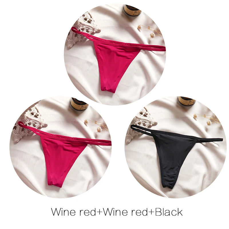 3pcs Cotton Low-Rise Thong Panties for Women – Sexy G-String Bikini Underwear