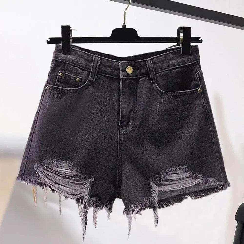 High Waist Casual Denim Cowboy Shorts for Women