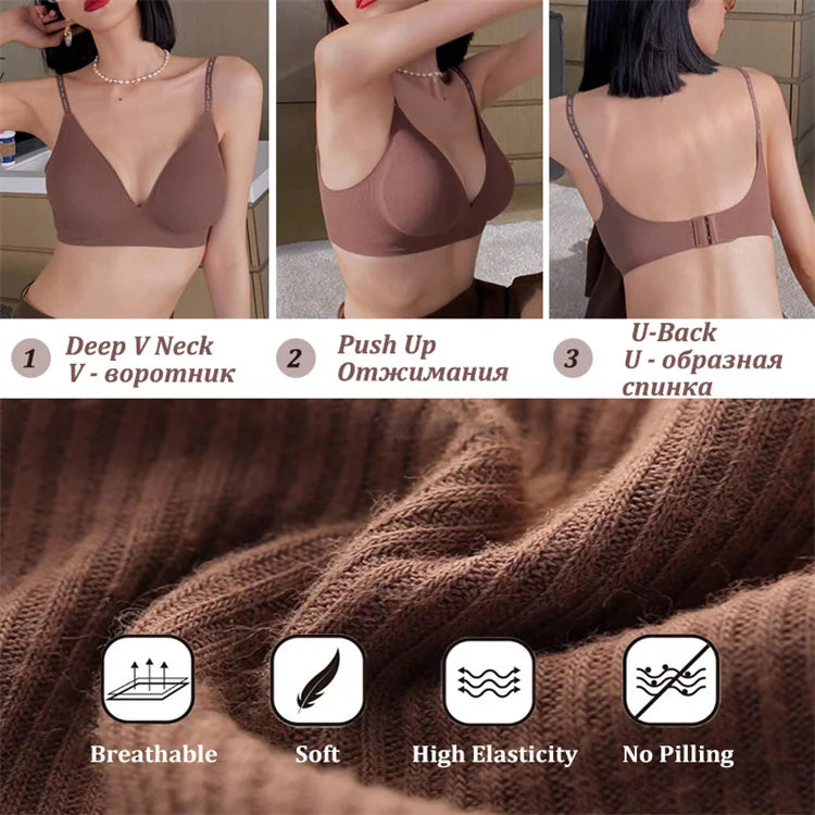 Deep V Neck Seamless Bralette