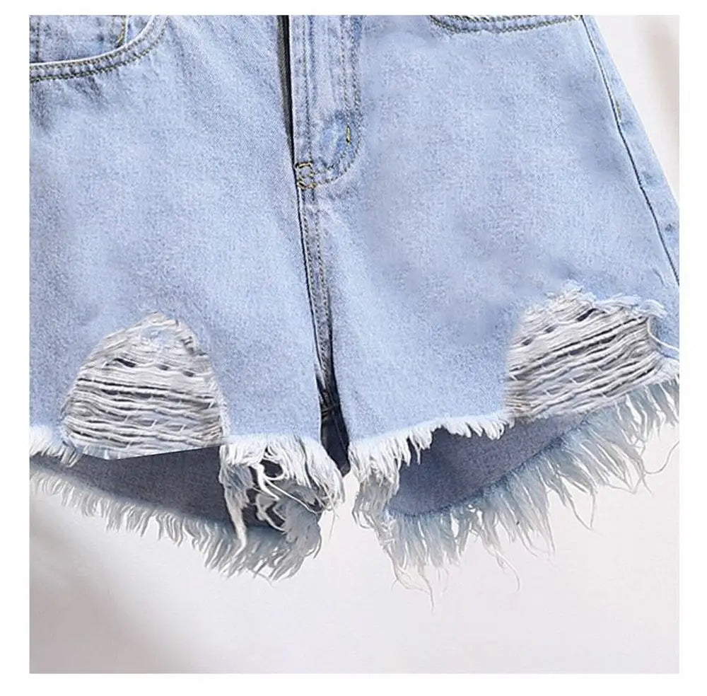 High Waist Casual Denim Cowboy Shorts for Women