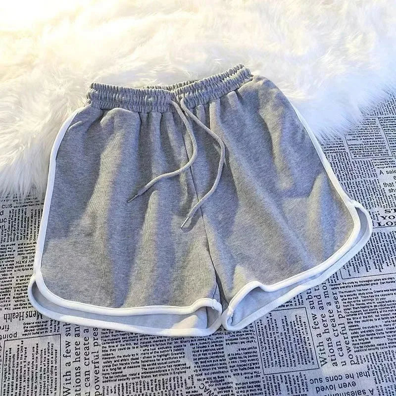 Striped High Waist Sports Shorts for Women – Loose Summer Casual