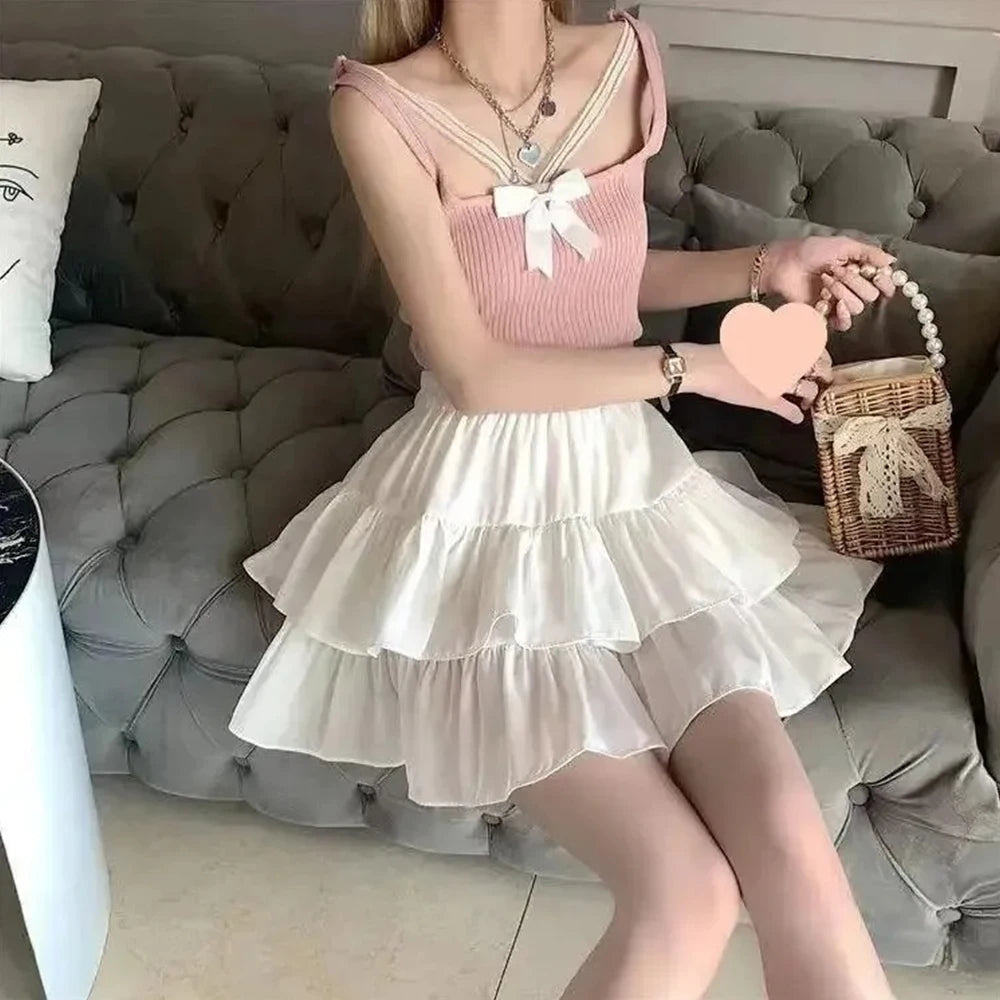White Pleated A-Line Skirt for Women – Elastic Waist