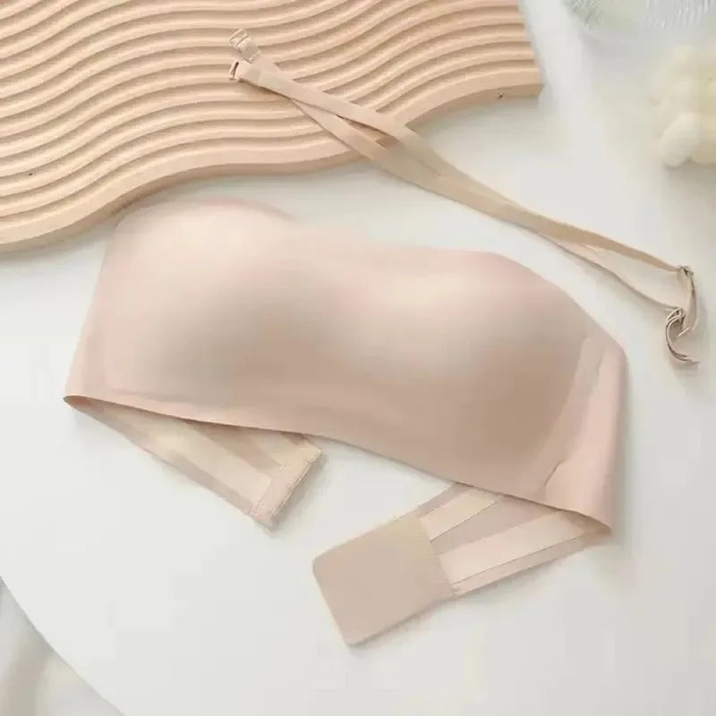 Women’s Seamless Strapless Tube Top Bra – Invisible Push Up Bralette