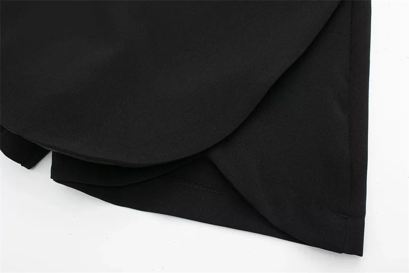 Black High Waist Asymmetrical Mini Skort for Women