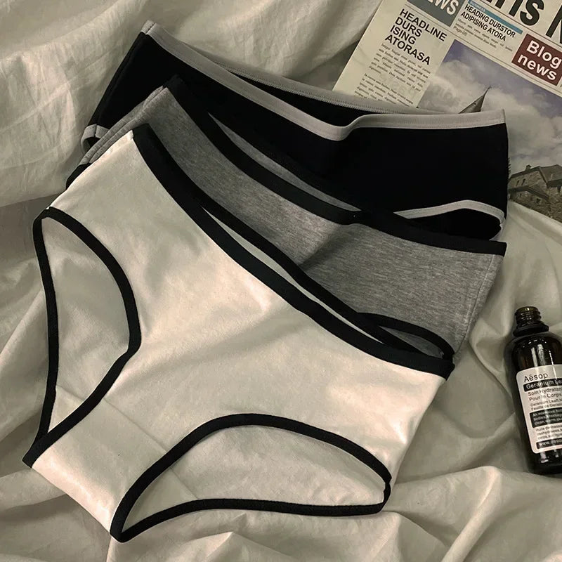 3pcs Cotton Brief Panties for Women – Soft Mid Waist Everyday Underwear