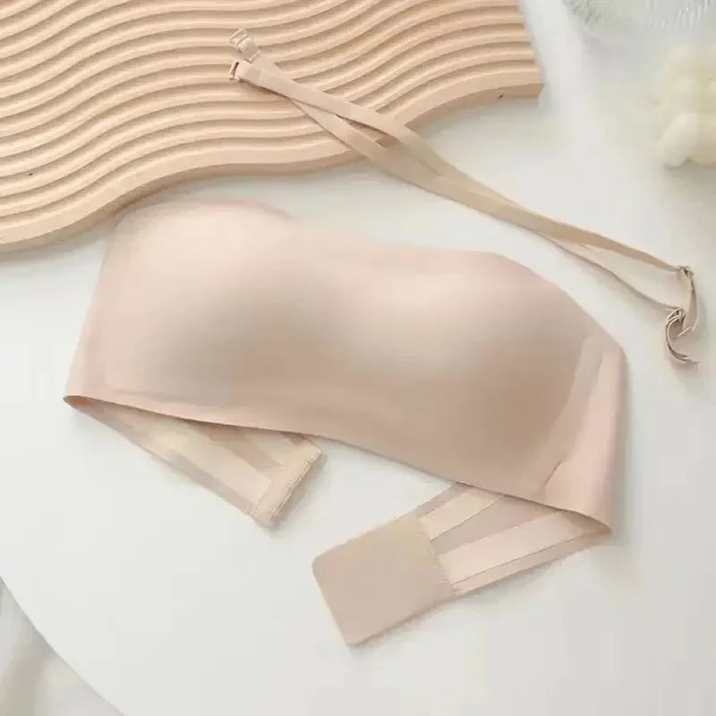 Women’s Seamless Strapless Tube Top Bra – Invisible Push Up Bralette