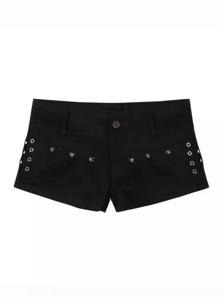 High Waist Skinny Denim Shorts for Women – Black & White