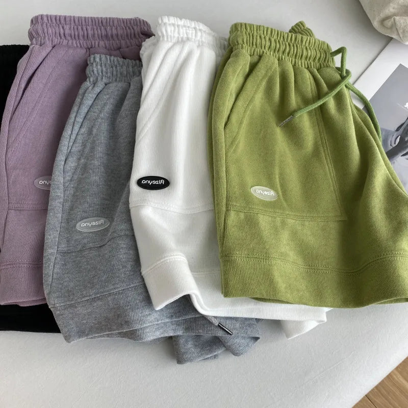 Wide-Leg Drawstring Shorts for Women – Slim Waist Casual Sports Pants