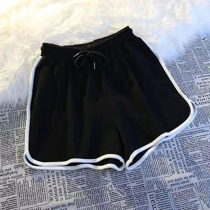 Striped High Waist Sports Shorts for Women – Loose Summer Casual
