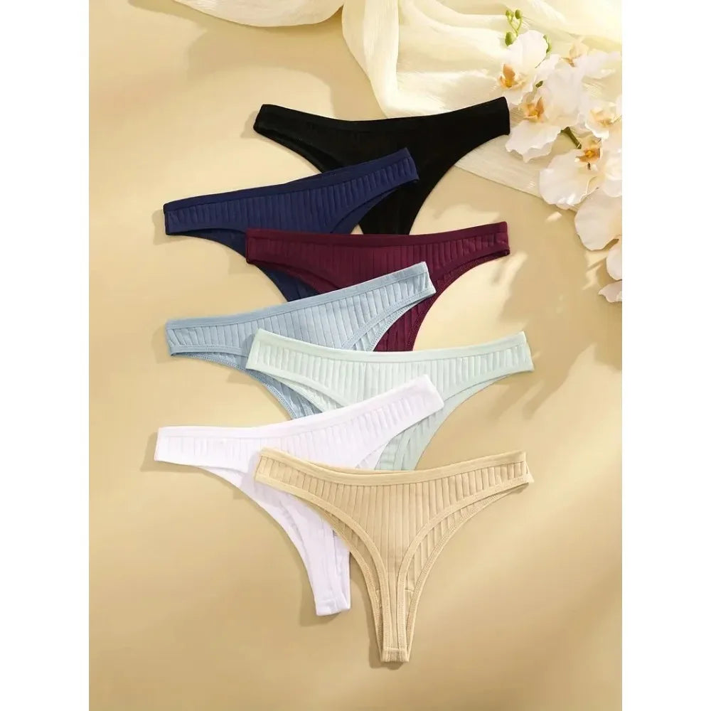 6PCS Women’s Cotton Low Rise Thongs – G-String Panties for Everyday Comfort