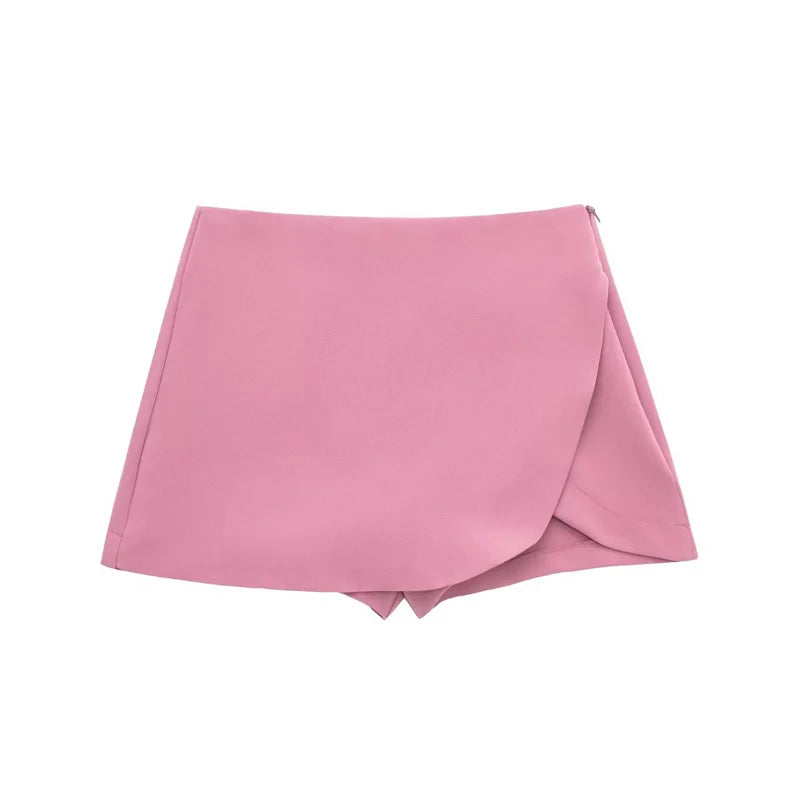 Black High Waist Asymmetrical Mini Skort for Women