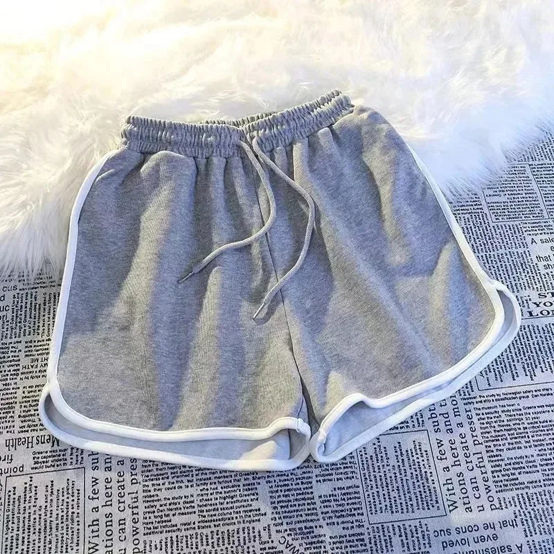Striped High Waist Sports Shorts for Women – Loose Summer Casual