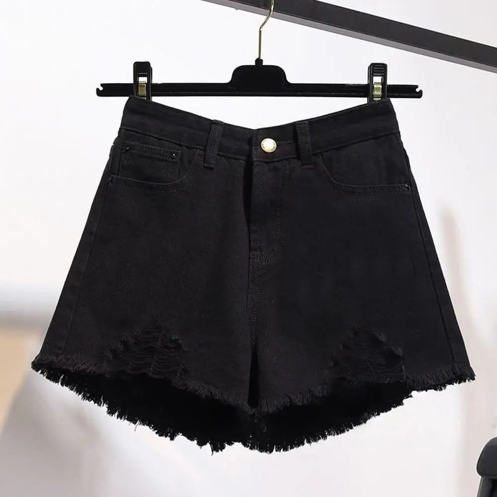 High Waist Casual Denim Cowboy Shorts for Women