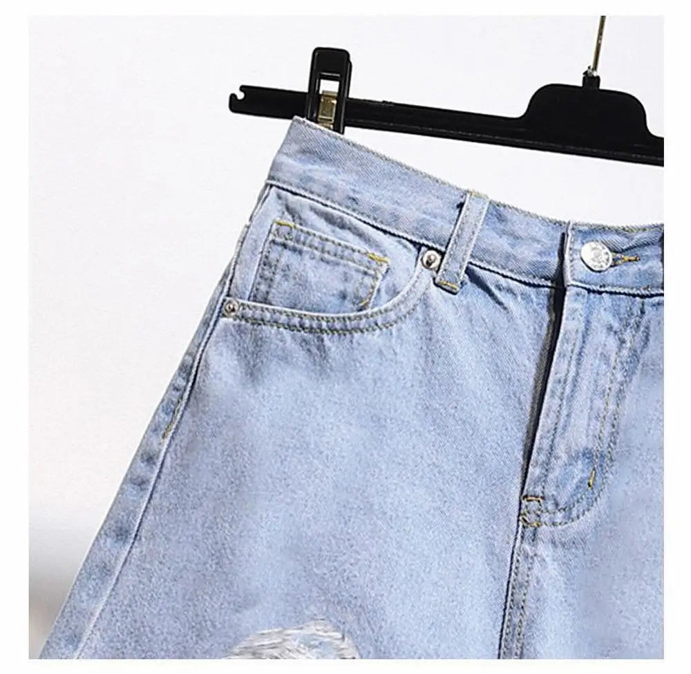 High Waist Casual Denim Cowboy Shorts for Women