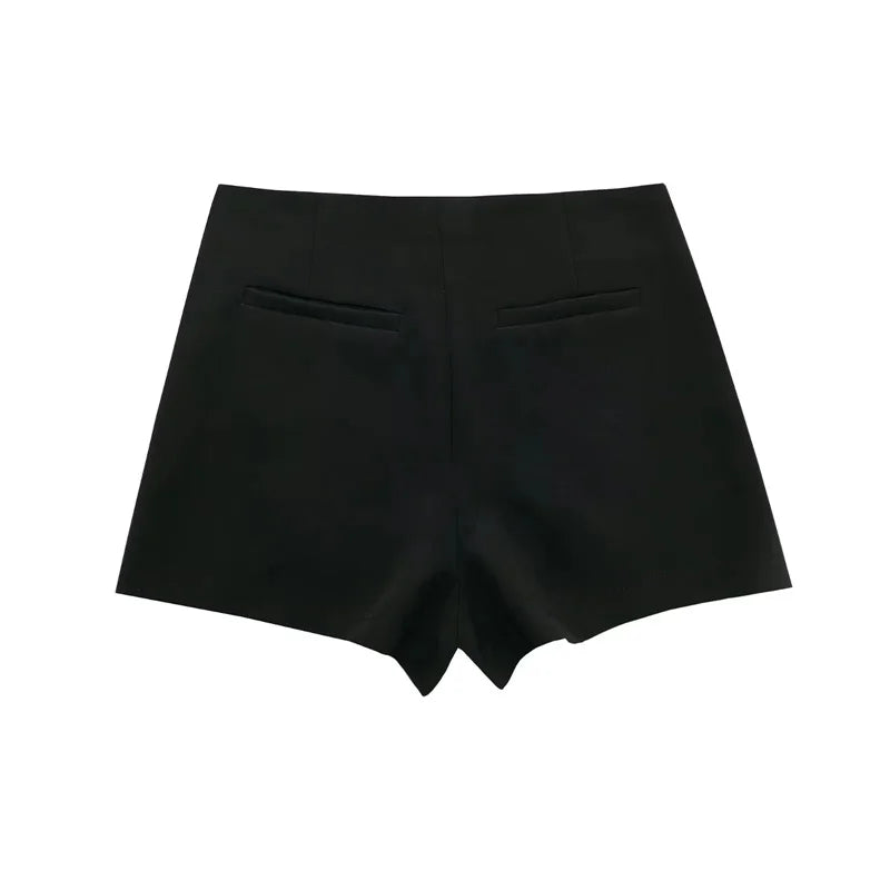 Black High Waist Asymmetrical Mini Skort for Women