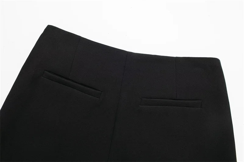Black High Waist Asymmetrical Mini Skort for Women