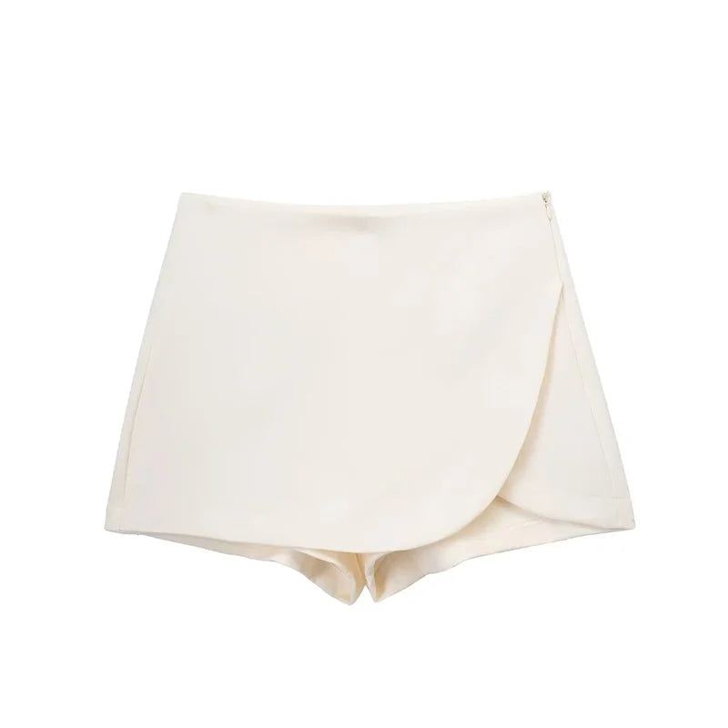 Black High Waist Asymmetrical Mini Skort for Women