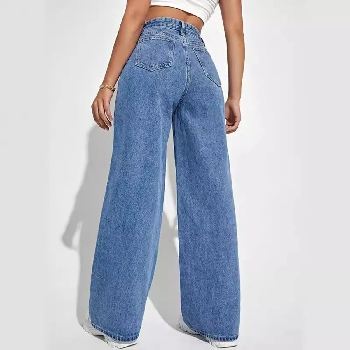 Retro High Waist Baggy Straight Jeans for Women