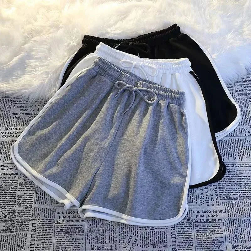 Striped High Waist Sports Shorts for Women – Loose Summer Casual