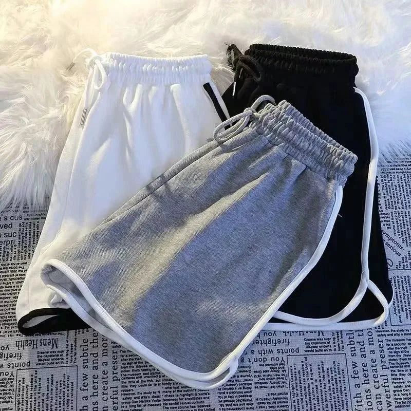 Striped High Waist Sports Shorts for Women – Loose Summer Casual