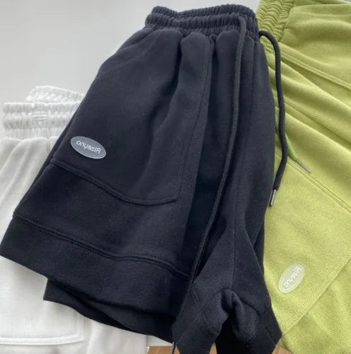 Wide-Leg Drawstring Shorts for Women – Slim Waist Casual Sports Pants