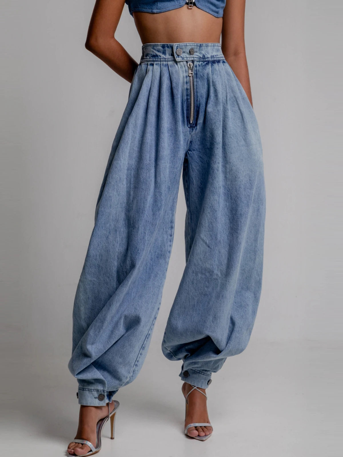 Vintage High Waist Loose Denim Harem Jeans for Women