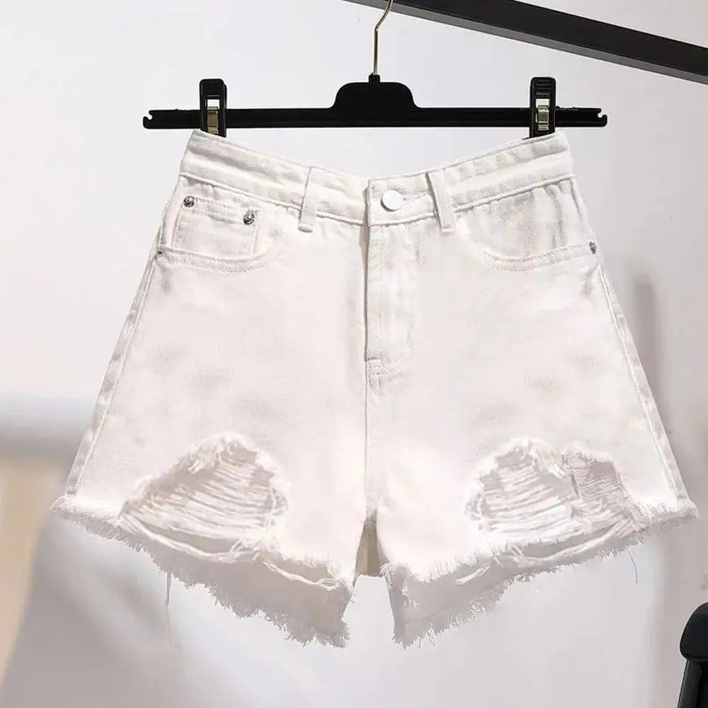 High Waist Casual Denim Cowboy Shorts for Women