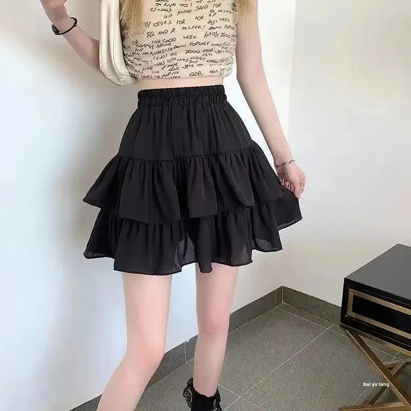 White Pleated A-Line Skirt for Women – Elastic Waist