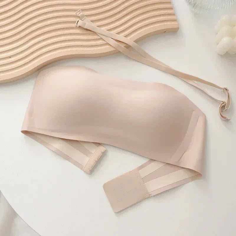 Women’s Seamless Strapless Tube Top Bra – Invisible Push Up Bralette