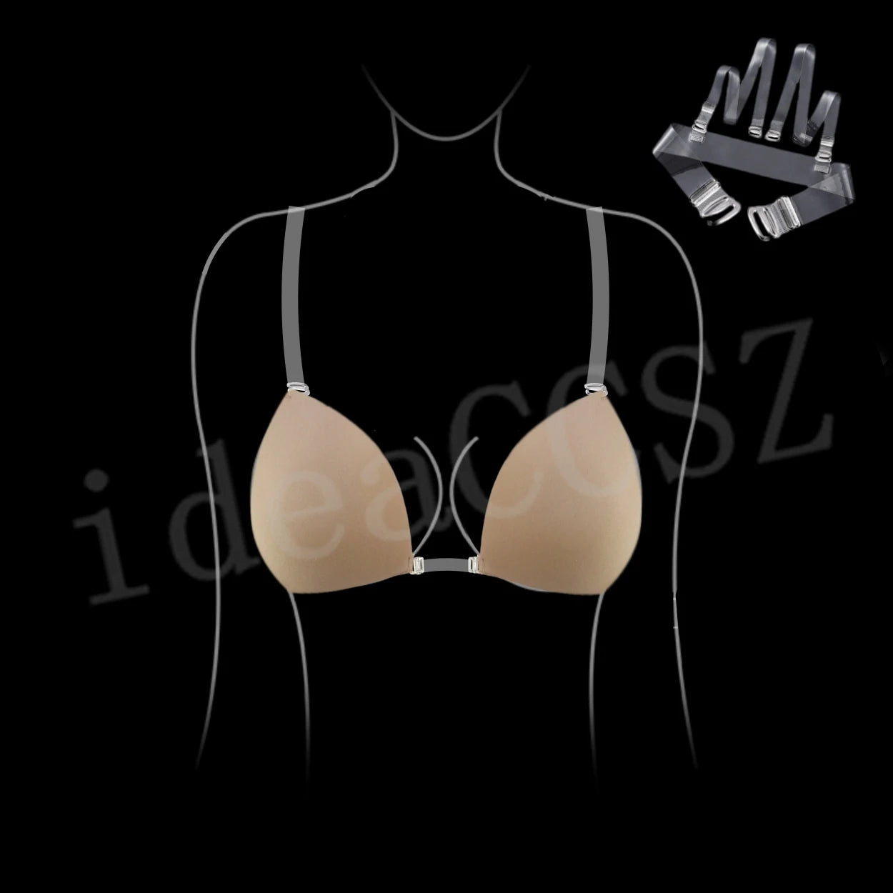 Women’s Sticky Adhesive Bra – Backless Plunge Deep U Neck Invisible Lift