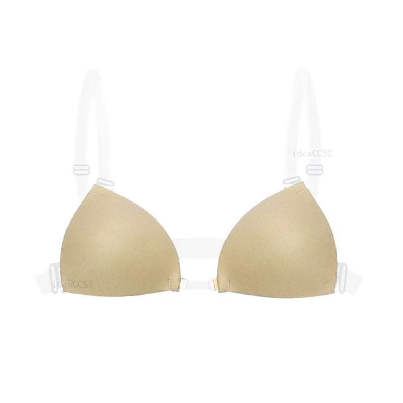Women’s Sticky Adhesive Bra – Backless Plunge Deep U Neck Invisible Lift