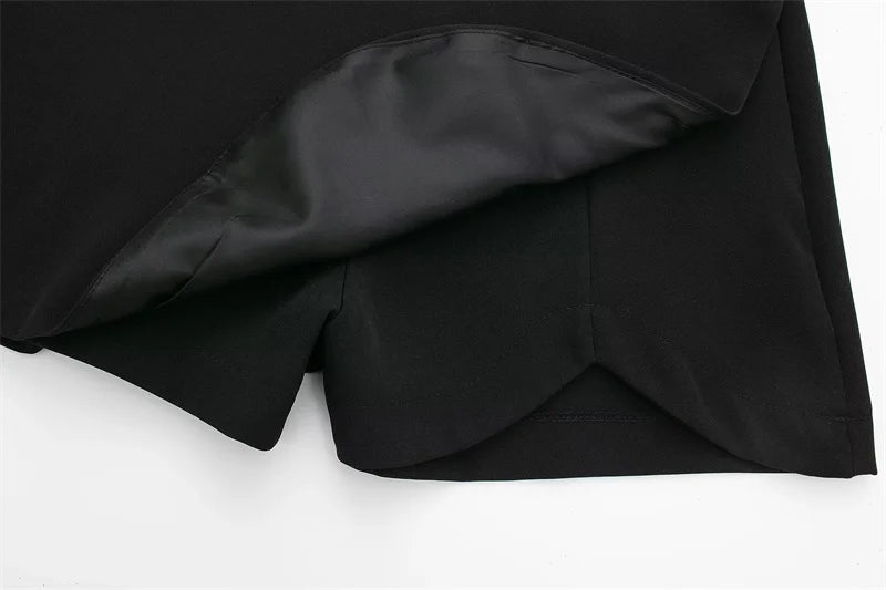 Black High Waist Asymmetrical Mini Skort for Women