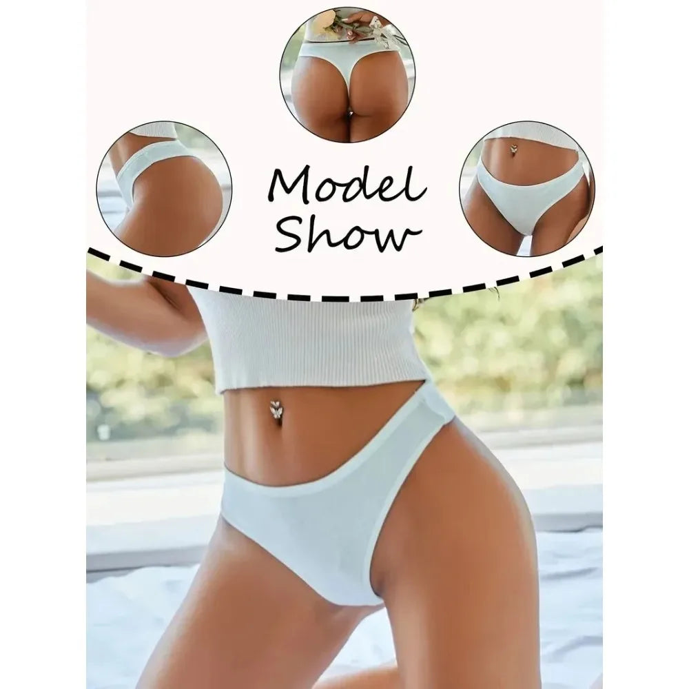 6PCS Women’s Cotton Low Rise Thongs – G-String Panties for Everyday Comfort