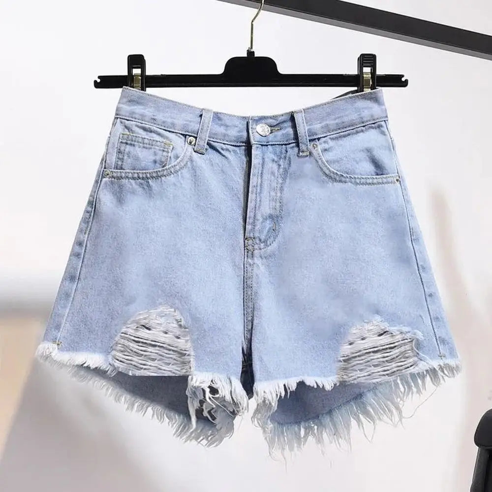 High Waist Casual Denim Cowboy Shorts for Women