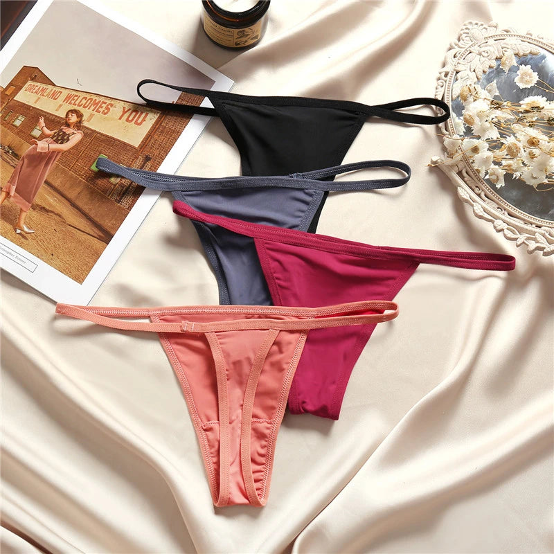 3pcs Cotton Low-Rise Thong Panties for Women – Sexy G-String Bikini Underwear