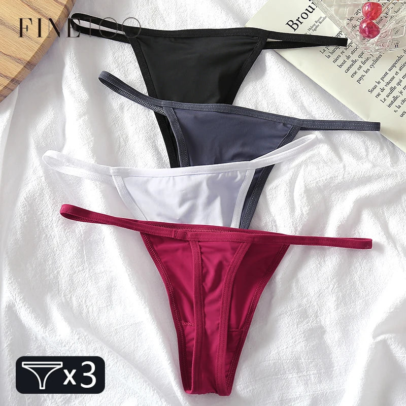 3pcs Cotton Low-Rise Thong Panties for Women – Sexy G-String Bikini Underwear
