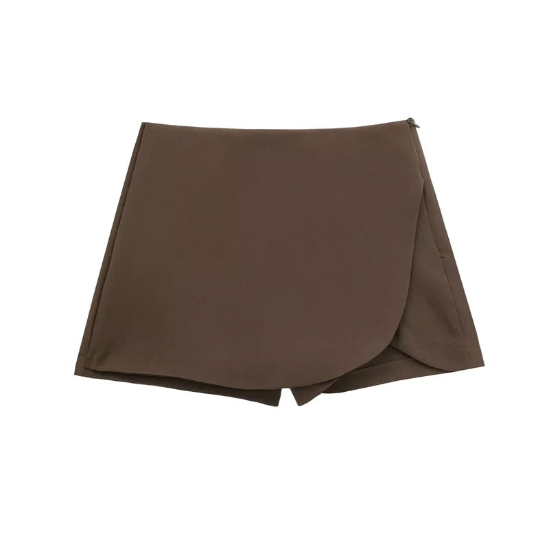 Black High Waist Asymmetrical Mini Skort for Women