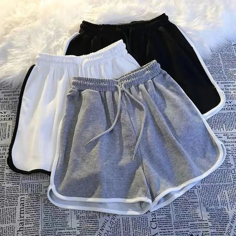 Striped High Waist Sports Shorts for Women – Loose Summer Casual