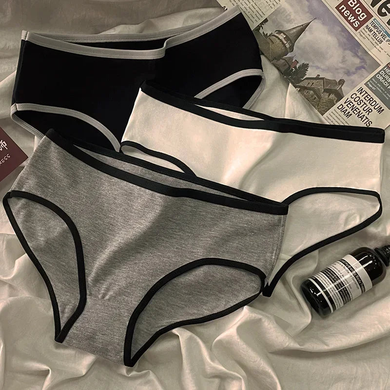 3pcs Cotton Brief Panties for Women – Soft Mid Waist Everyday Underwear