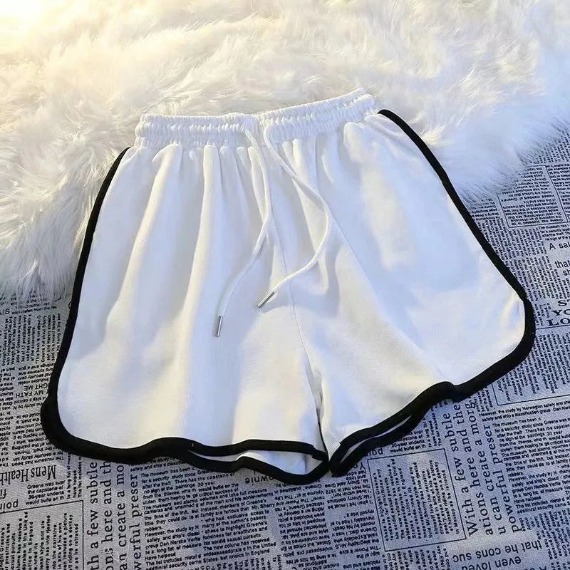 Striped High Waist Sports Shorts for Women – Loose Summer Casual