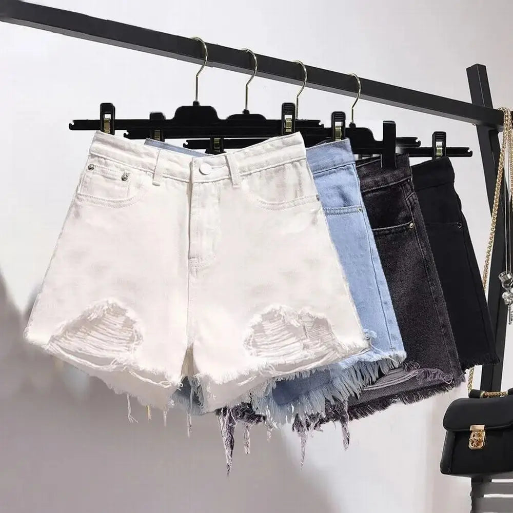 High Waist Casual Denim Cowboy Shorts for Women