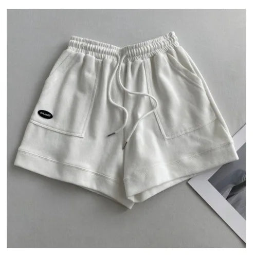 Wide-Leg Drawstring Shorts for Women – Slim Waist Casual Sports Pants