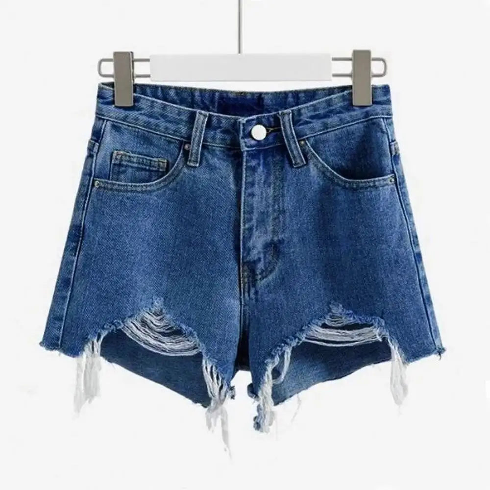 High Waist Casual Denim Cowboy Shorts for Women