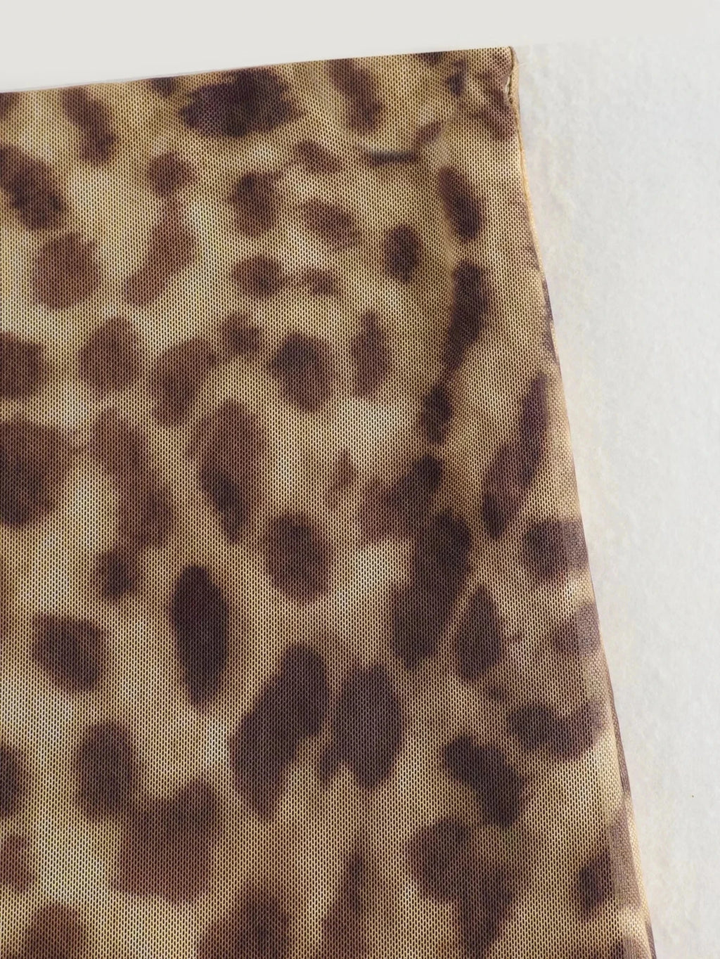 Leopard Print Tulle Midi Skirt for Women – High Waist