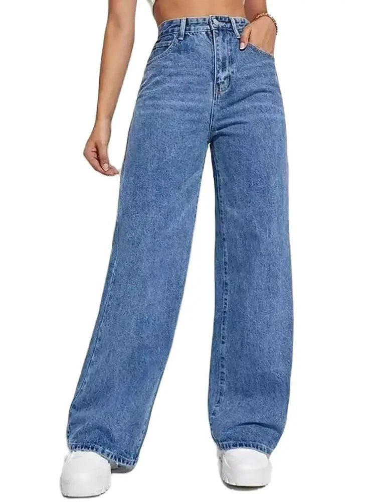 Retro High Waist Baggy Straight Jeans for Women
