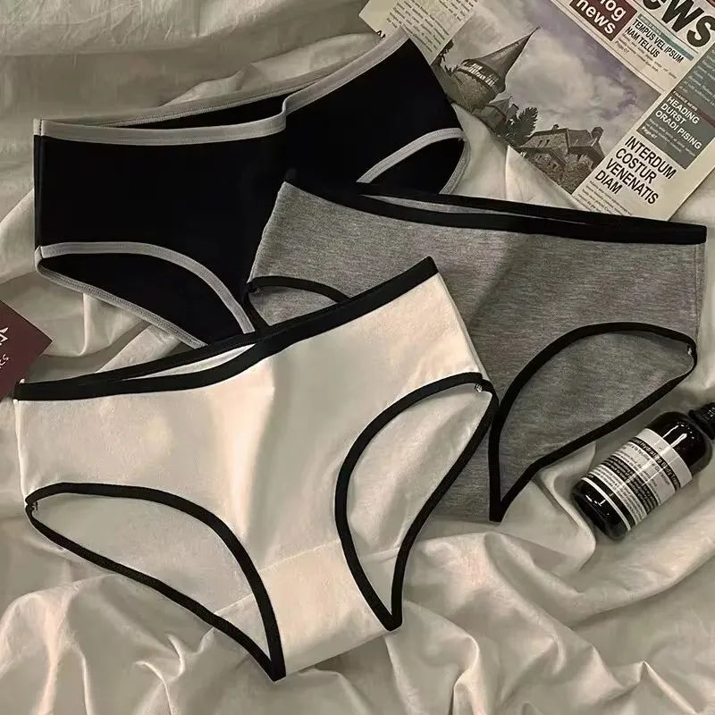 3pcs Cotton Brief Panties for Women – Soft Mid Waist Everyday Underwear