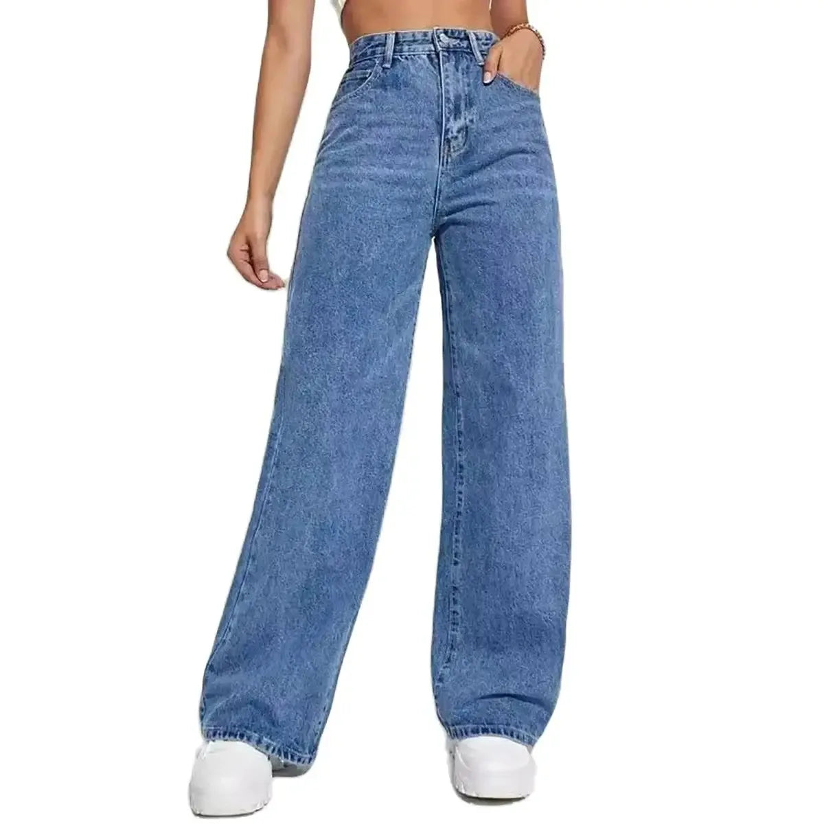 Retro High Waist Baggy Straight Jeans for Women