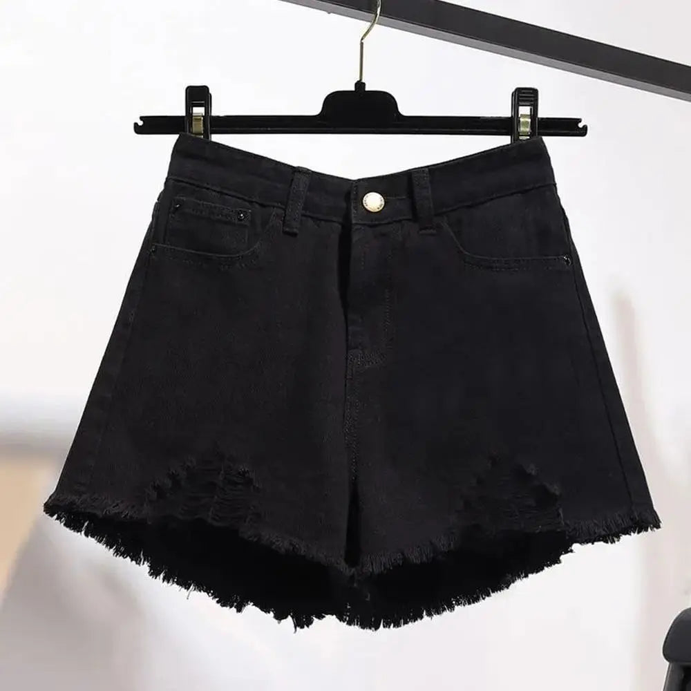 High Waist Casual Denim Cowboy Shorts for Women